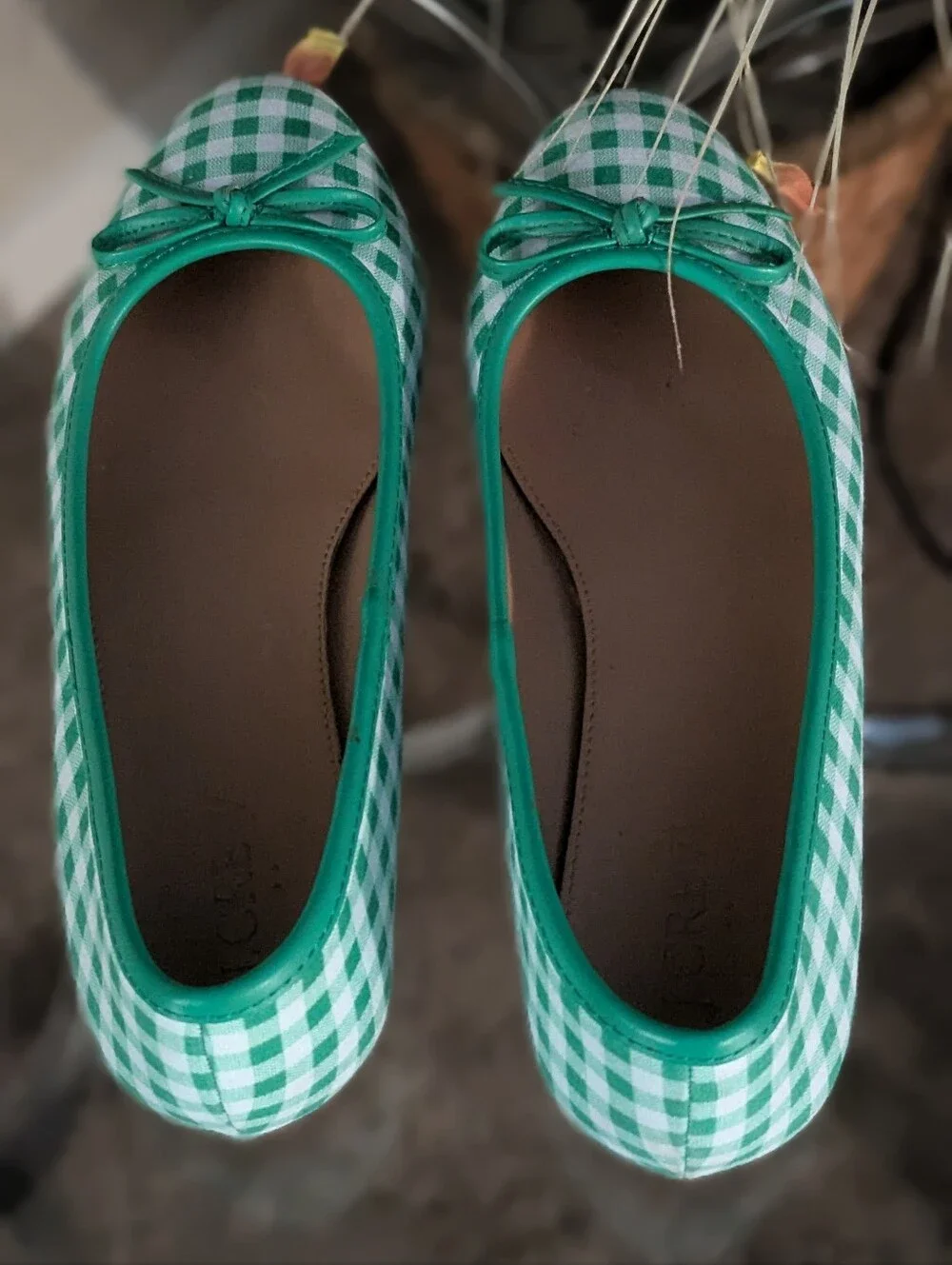 🔥FINAL🔥J. Crew Green Gingham Ballet Flats - Picture 5 of 6